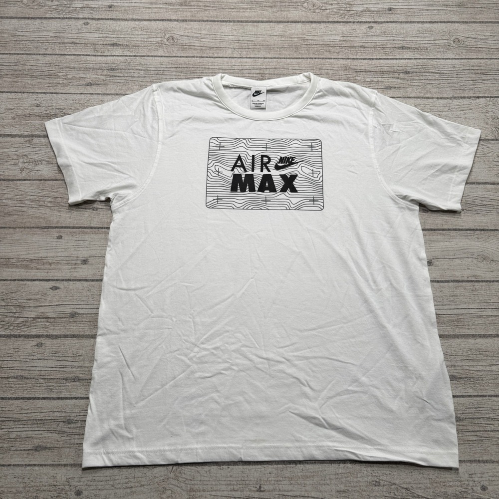 Nike Air Max T-Shirt Men's XL White Swoosh Short Sleeve Cotton Athletic Summer